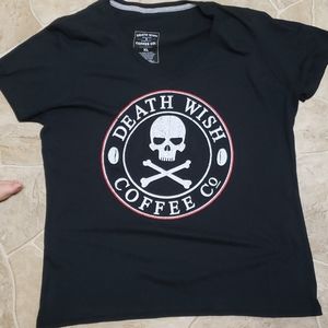 NWOT death wish coffee vneck tee XL